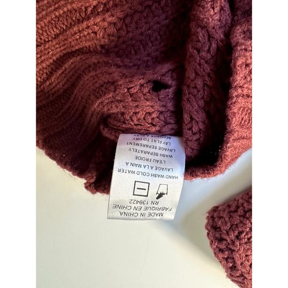 Burgundy Turtle Neck Crochet Sweater - Picture 2 of 3